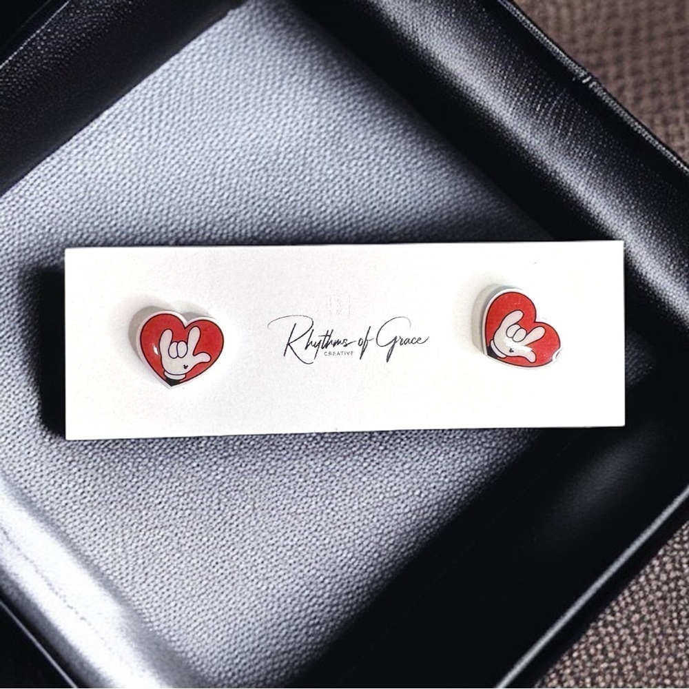 Spread the Love: "I Love You" Sign Language Stud Earrings ❤️ NWT Valentine Studs